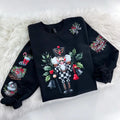 Perfectly Plaid Nutcracker Black and White Check Christmas Sweatshirt or Hoodie with sleeve print Comfy Sublimation Tops...