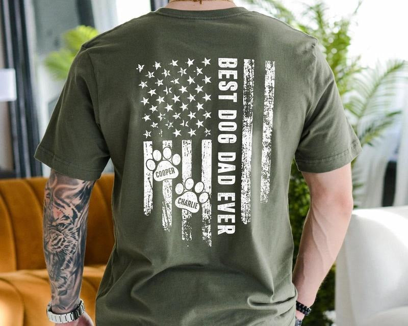 Personalized Dog Dad Shirt with Pet Name, Custom Gifts for Dog Dad, Best Dog Dad Ever, Fathers Day Gift, Dog Lover Gift,...