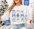 Pink & Blue Christmas Sweatshirt, Merry Christmas Sweater, Women's Holiday Crewneck T-Shirts, Hoodie | ZylaModa.com