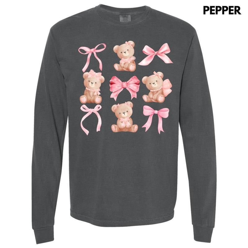 Pink Bear Coquette Collage Long Sleeve Comfort Colors T-Shirt 'NLB' Hoodie, Sweatshirt | ZylaModa.com