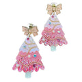 Pink Christmas Tree with Bow Glitter Stud Earrings T-Shirts, Hoodie, Sweatshirt | ZylaModa.com