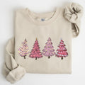Pink Christmas Trees, Winter, Snow, Santa Sweatshirt, Women's Crew Neck, Crewneck T-Shirts, Hoodie | ZylaModa.com