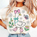 Pink Coquette Goose tshirt, Mama Goose sweatshirt, Spring Floral Goose tshirt, Girly tshirt, Coquette Bow, Girl Goose,...