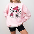 Pink Ghost Drinking Coffee Sweatshirt, Ghost Ice Coffee, Spooky Season, Fall Coffee Lover Hoodie, Halloween Pumpkin...