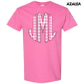Pink Gingham Monogram Gildan Short Sleeve T-Shirt 'NLB' Hoodie, Sweatshirt | ZylaModa.com