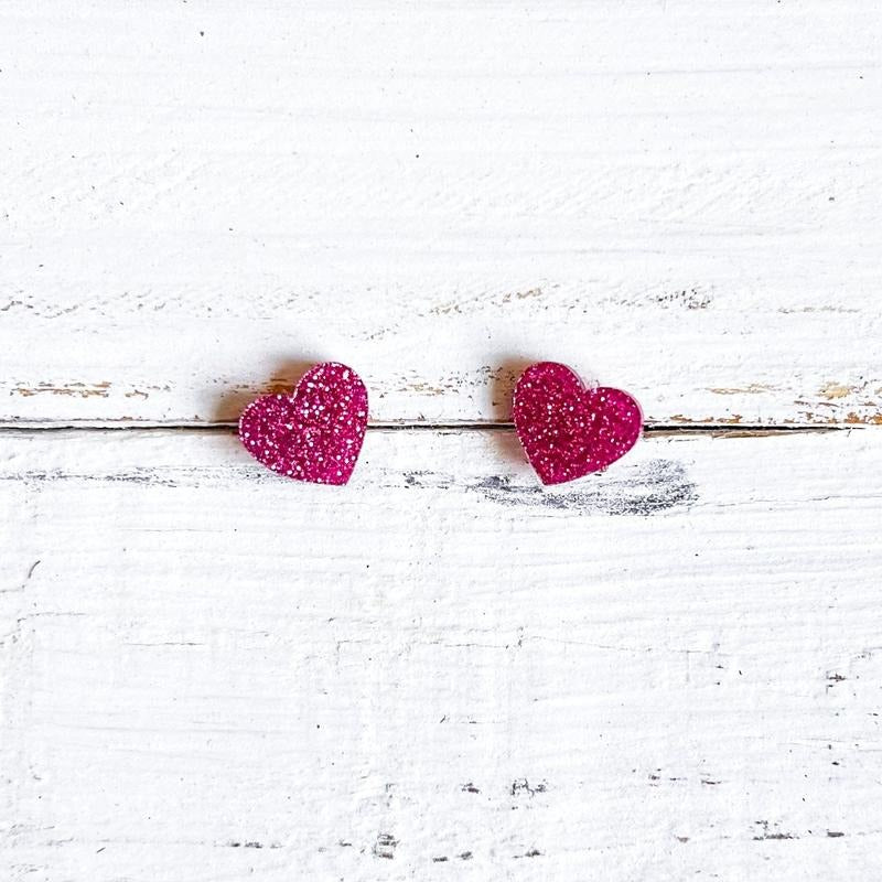 Pink Glitter Heart Stud Earrings T-Shirts, Hoodie, Sweatshirt | ZylaModa.com