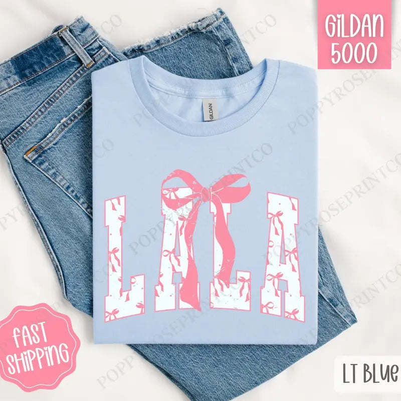 Pink Lala Bow Shirt Gildan, Women's Tee, Cute Women's Tshirt Plus Sizes Hoodie, Sweatshirt | ZylaModa.com