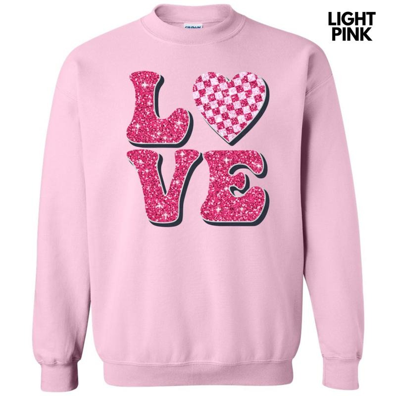 Pink Love Faux Glitter Sweatshirt T-Shirts, Hoodie | ZylaModa.com