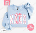Pink Nana Bow Sweatshirt, Women's Crewneck, Cute Women's Sweater T-Shirts, Hoodie | ZylaModa.com
