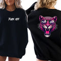 'Pink Tiger 'F*ck Off' Graphic Tee, Long Sleeve Crewneck Sweatshirt or Hoodie | Grunge Vibes | Edgy Streetwear | Casual...