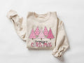 Pink Tree Christmas Sweater - Women's Winter Sweatshirt with Christmas Tree Design, Long Sleeves, Comfortable Cotton and...
