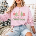 Pink Tree Christmas Sweatshirt, Pink Christmas Sweater, Merry Christmas Pink Tree Sweatshirt, Womens Holiday Shirt, Cute...