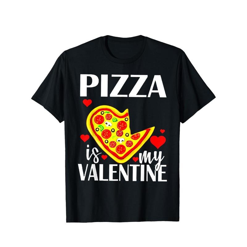 Pizza Is My Valentine Funny Valentines Day Novelty Graphic Printed Tee, Short Sleeve Boys Valentine'S Day T-Shirt for...