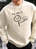 Plz Use It Sweatshirt, Loose & Fashion Letter Print Crew Neck, Menswear & Streetwear Tops T-Shirts, Hoodie | ZylaModa.com