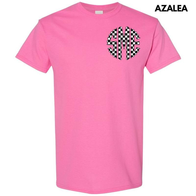 Pocket Size - Black Checkered Monogram Gildan Short Sleeve T-Shirt 'NLB' Hoodie, Sweatshirt | ZylaModa.com