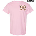 Pocket Size - Cheetah Faux Glitter Bow Gildan Short Sleeve T-Shirt 'NLB' Hoodie, Sweatshirt | ZylaModa.com