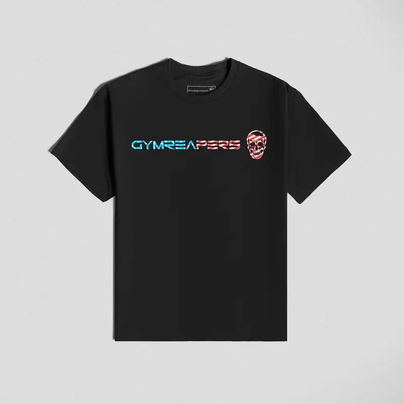 Gymreapers Basic USA Shirt - Soft Cotton/Poly Blend - American Flag Pattern - Summer Hoodie, Sweatshirt | ZylaModa.com