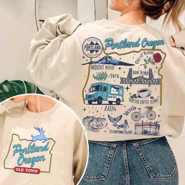 Portland Oregon Sweatshirt, the City of Roses Hoodie, Hiking Gift, Portland Souvenir, Oregon Pride, Nature Lover...
