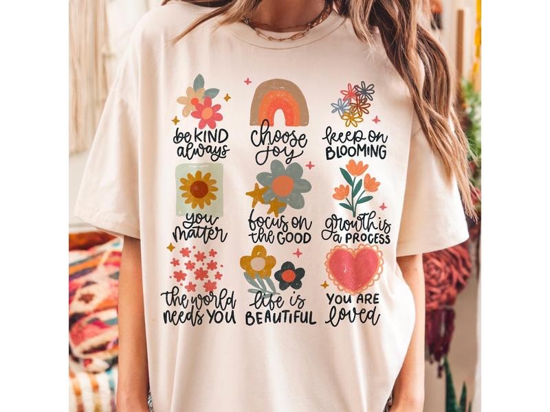 Positive doodle floral Unisex Shirt, flowers Unisex Shirt, affirmations Unisex Shirt, inspirational Unisex Shirt, mental...