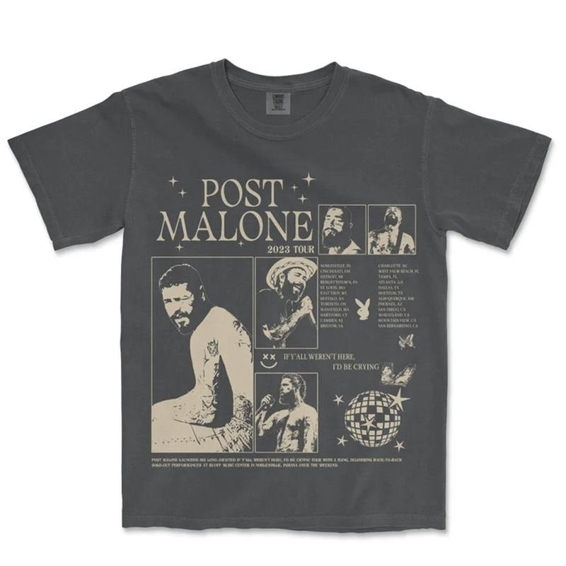 Post Malone Music Rap Vintage Graphic Shirt, If Y'all Weren't Here I'd Be Crying Tour 2023 v1, Bootleg Inspired Concert...