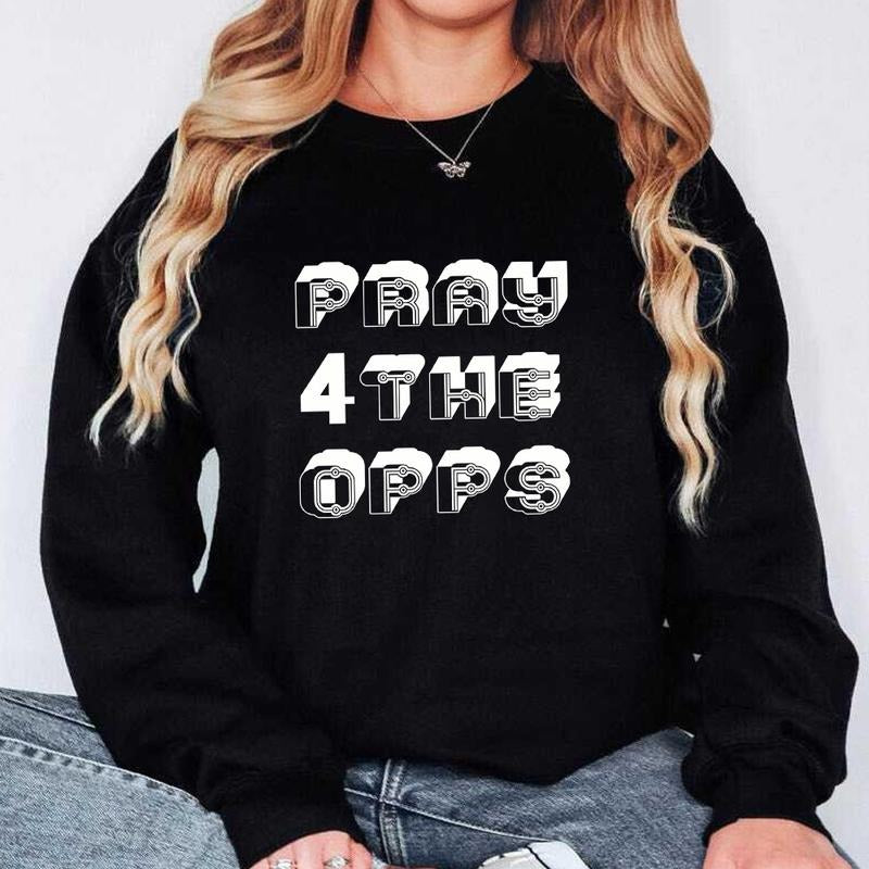 Pray For the My Opps Sweatshirt Casual Street Style Fleece Fabric Crewneck Pullover Sweatshirt Tops Trendy for Women for...