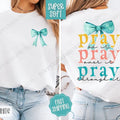 Pray On It Sweatshirt, Cute Religious Crewneck, Coquette Bow Women's Sweater T-Shirts, Hoodie | ZylaModa.com