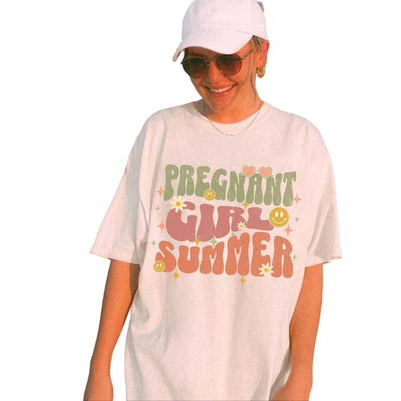 Pregnant Girl Summer Shirt Beach Pregnancy Announcement T-shirt First Time Mom Sweater Expecting Mom Shirt Pregnancy...