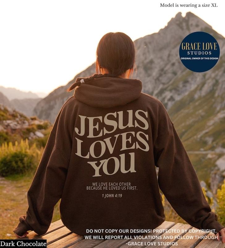 Premium  Jesus Loves You Hoodie Christian Hoodie Christian Sweatshirt Jesus Hoodie Trendy Hoodie Bible Verse Shirt...