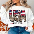 Premium  Leopard USA Est. 1776 , 4th of July , Fourth Of July , USA Png, America , Independence Day sweatshirt T-Shirts,...