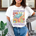 Premium  Never Stop Growing T-shirt, Groovy Flower's T-Shirt, Positivity Shirt's, Retro Flower Hippie Mom T-shirt, Groovy...