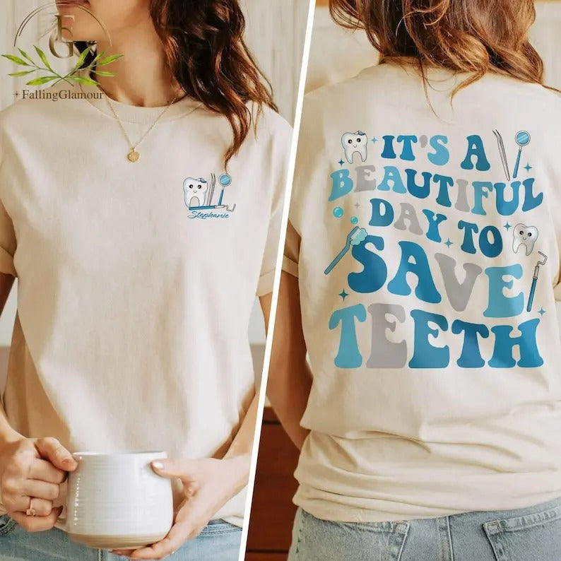 Premium  Personalized Dentist Shirt, It's A Beautiful Day To Save Teeth Shirt, Dentist Custom Sweatshirt, Dentist Gifts,...