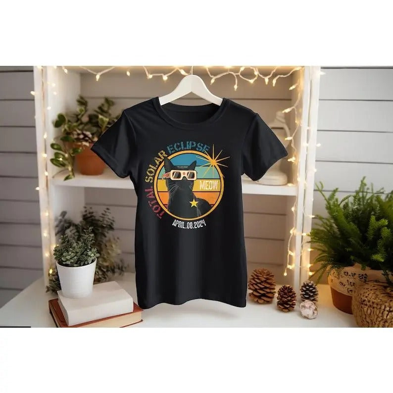 Premium  Purrfectly Prepared: Total Solar Eclipse Cat T-shirt - April 8, 2024 Hoodie, Sweatshirt | ZylaModa.com