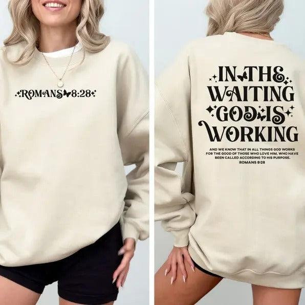 Premium  Romans 8:28 Christian Sweatshirt Bible Verse, Aesthetic Christian Sweatshirts, Jesus Hoodie, Church hoodie,...