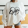 Premium  Sister Sweatshirt, Trendy Heart Themed Hoodie For Women, Auntie Shirt For Mom, Aunt Sweat, Titi Sweater,...