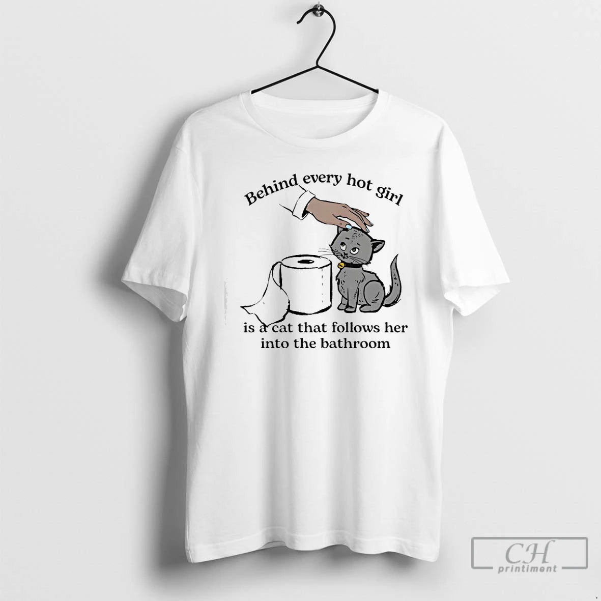 Premium Behind Every Hot Girl Is A Cat That Follows Her Into The Bathroom T-Shirts, Hoodie, Sweatshirt | ZylaModa.com