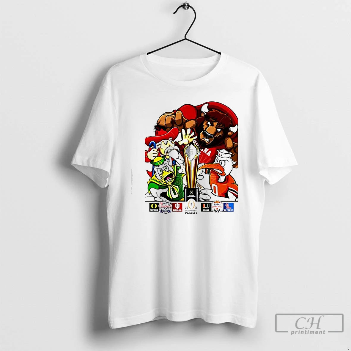 Premium Cfp National Champions Oregon X Indiana And Miami X Ole Miss 2026 Playoff Mascots T-Shirts, Hoodie, Sweatshirt
