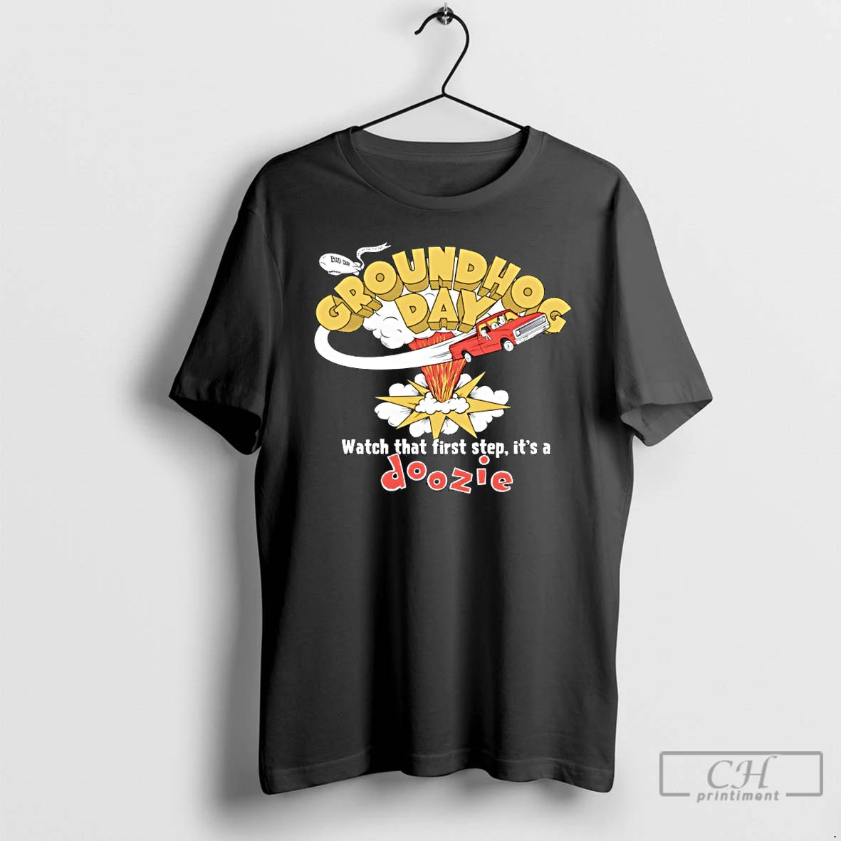 Premium Groundhog Day Watch That First Step Its A Doozie T-Shirts, Hoodie, Sweatshirt | ZylaModa.com