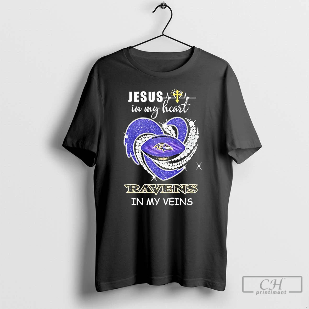 Premium Jesus In My Heart Baltimore Ravens In My Veins Logo Team T Shirts Sweater Hoodie, Sweatshirt | ZylaModa.com