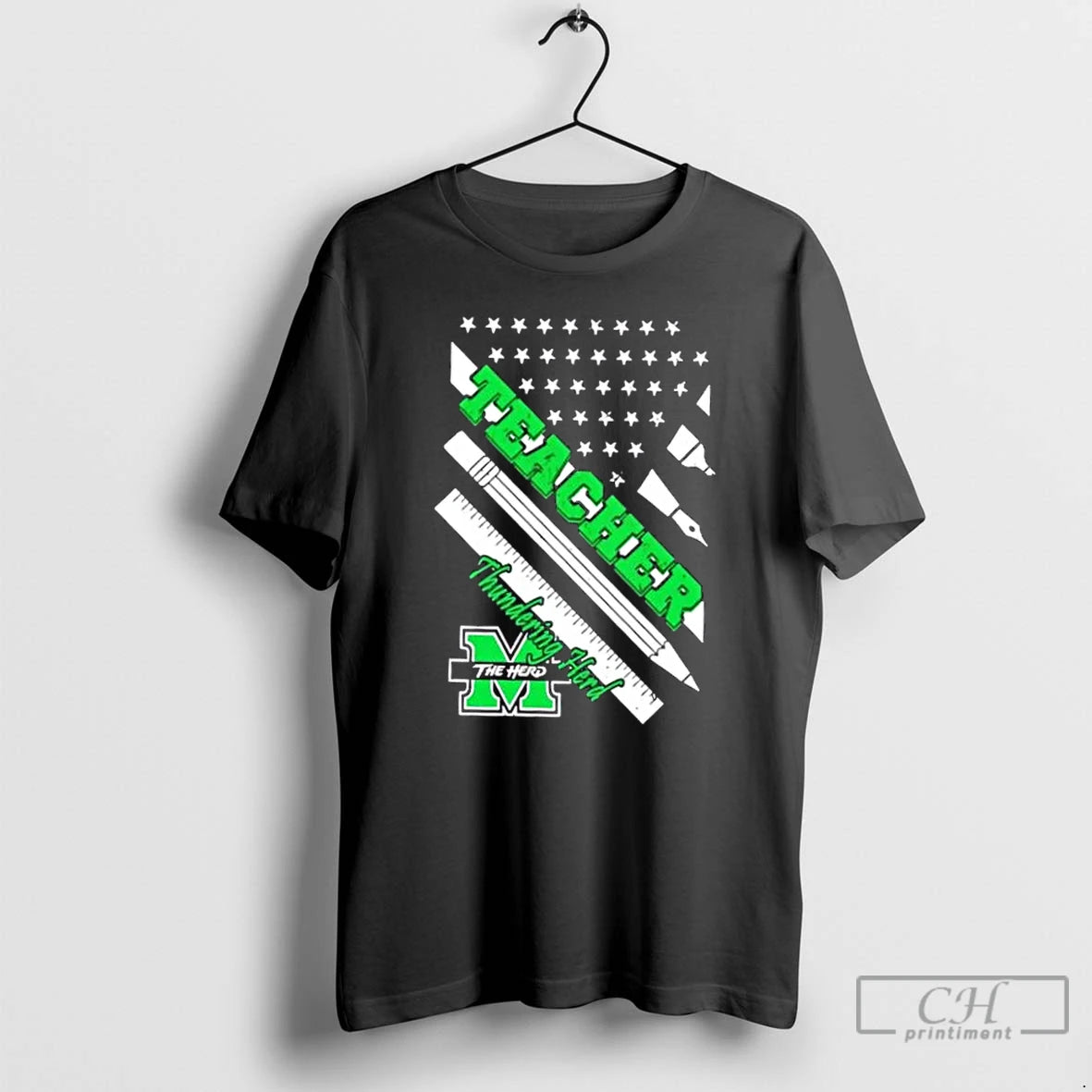 Premium Marshall Thundering Herd X Teacher American Flag T-Shirts, Hoodie, Sweatshirt | ZylaModa.com