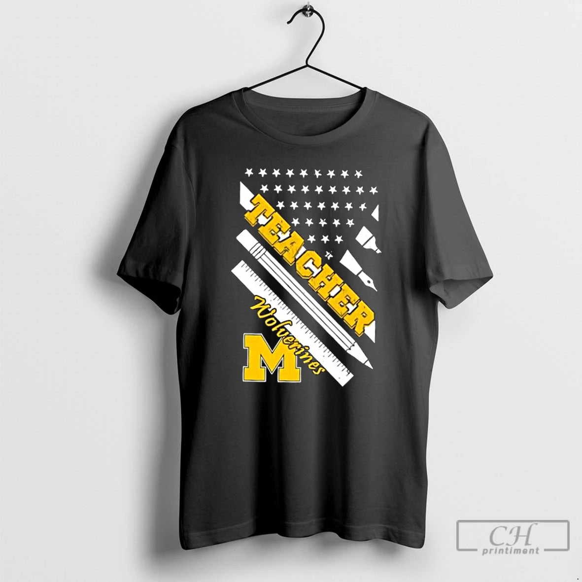 Premium Michigan Wolverines X Teacher American Flag T-Shirts, Hoodie, Sweatshirt | ZylaModa.com