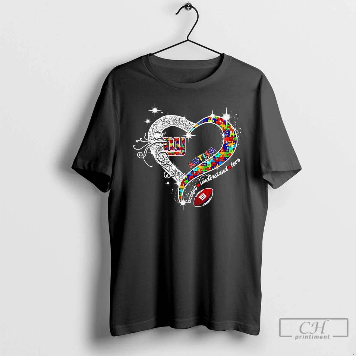 Premium New York Giants Autism Accept Understand Love Football Heart T-Shirts, Hoodie, Sweatshirt | ZylaModa.com