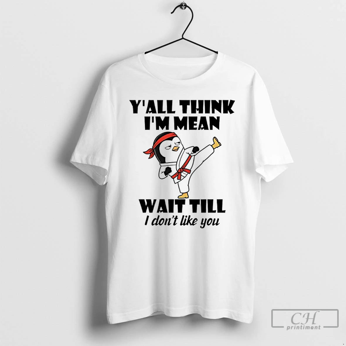 Premium Penguin Kung Fu Yall Think Im Mean Wait Till I Dont Like You T-Shirts, Hoodie, Sweatshirt | ZylaModa.com