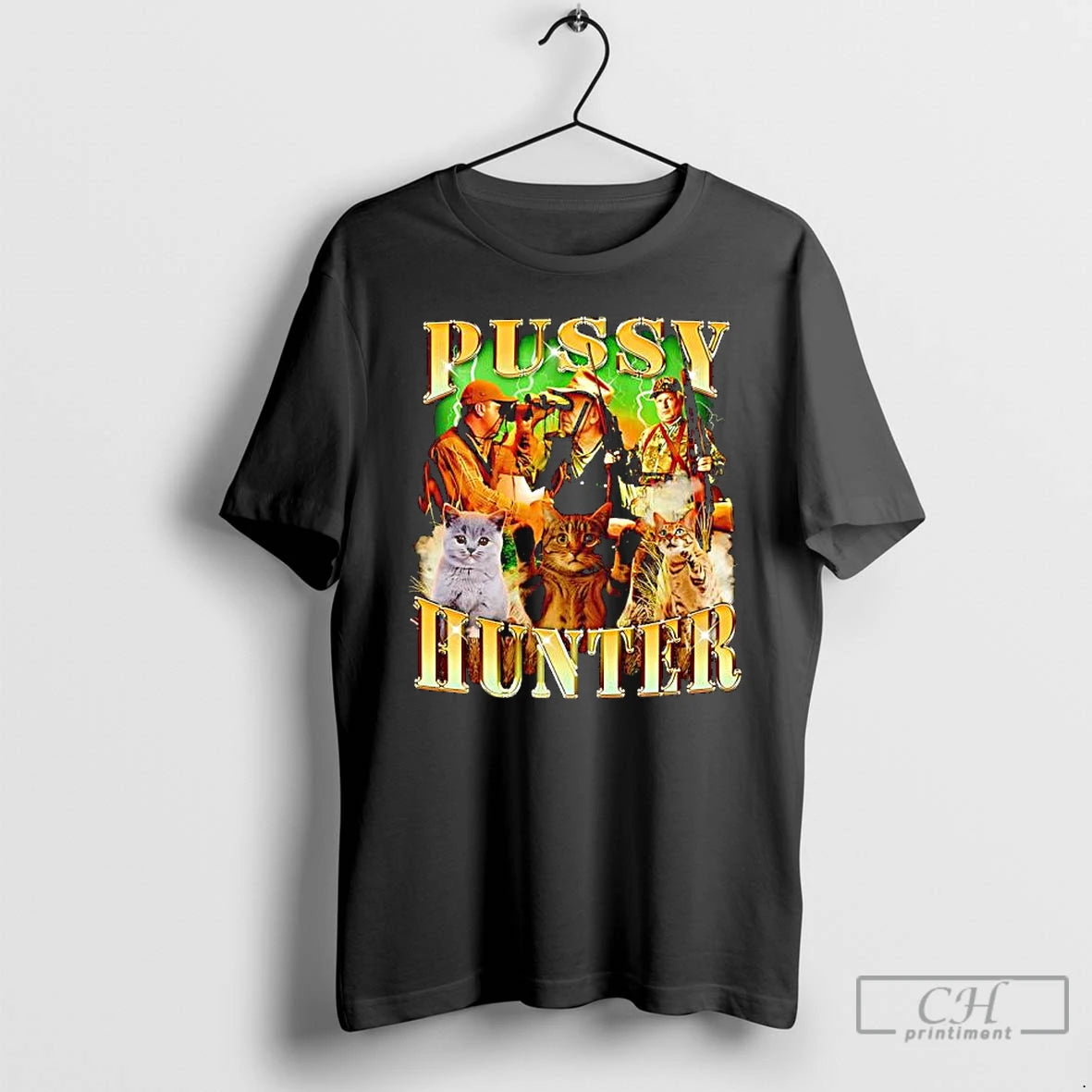 Premium Pussy Hunter Cat Hunter Imagery Graphic T-Shirts, Hoodie, Sweatshirt | ZylaModa.com