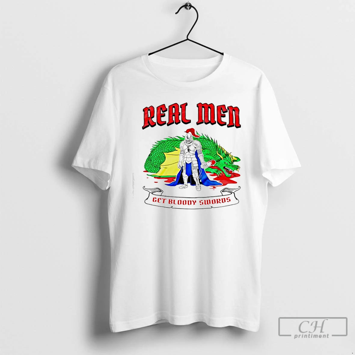 Premium Real Men Get Bloody Swords Knight Defeated Dragon T-Shirts, Hoodie, Sweatshirt | ZylaModa.com