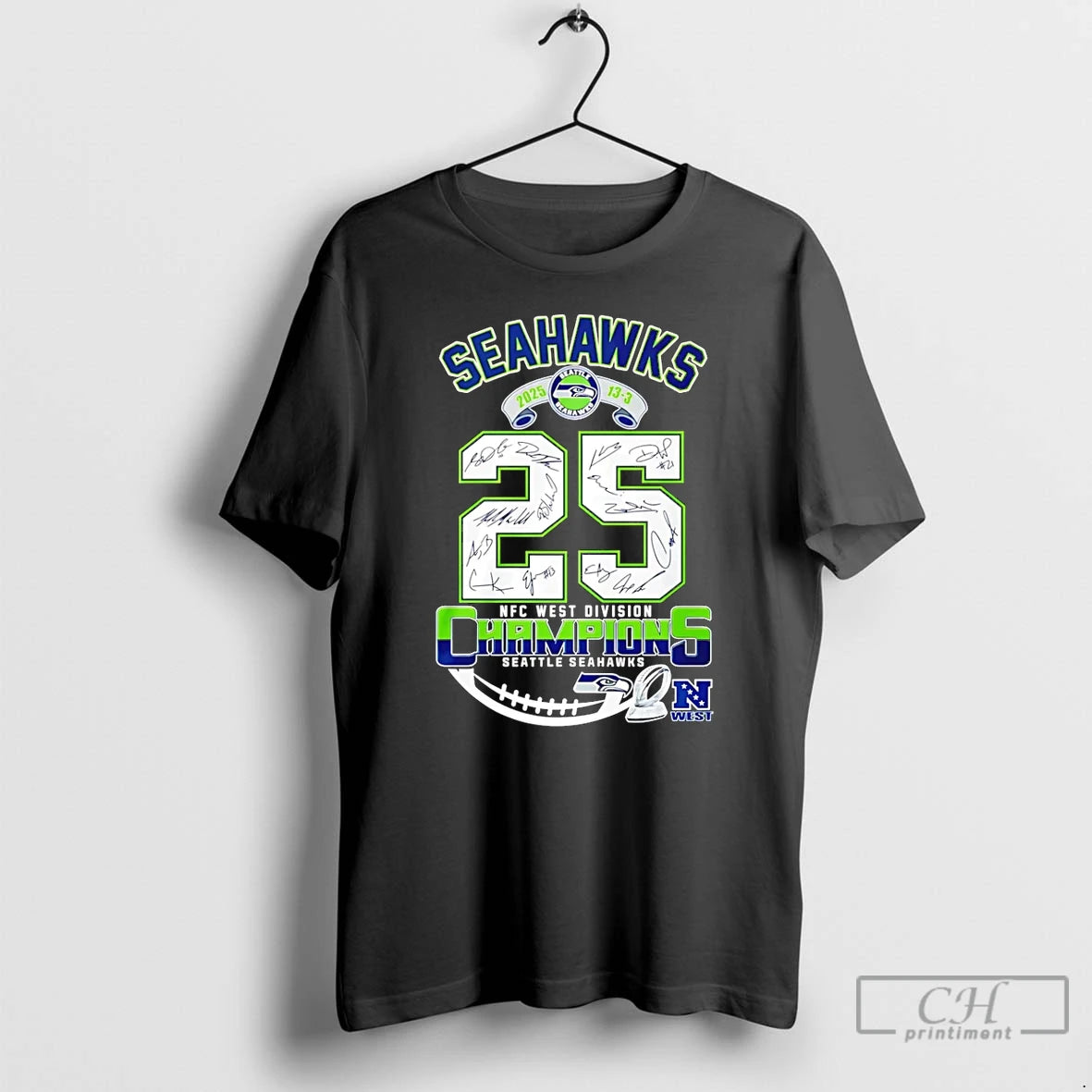 Premium Seahawks Nfc West Champs 2025 Signatures T-Shirts, Hoodie, Sweatshirt | ZylaModa.com