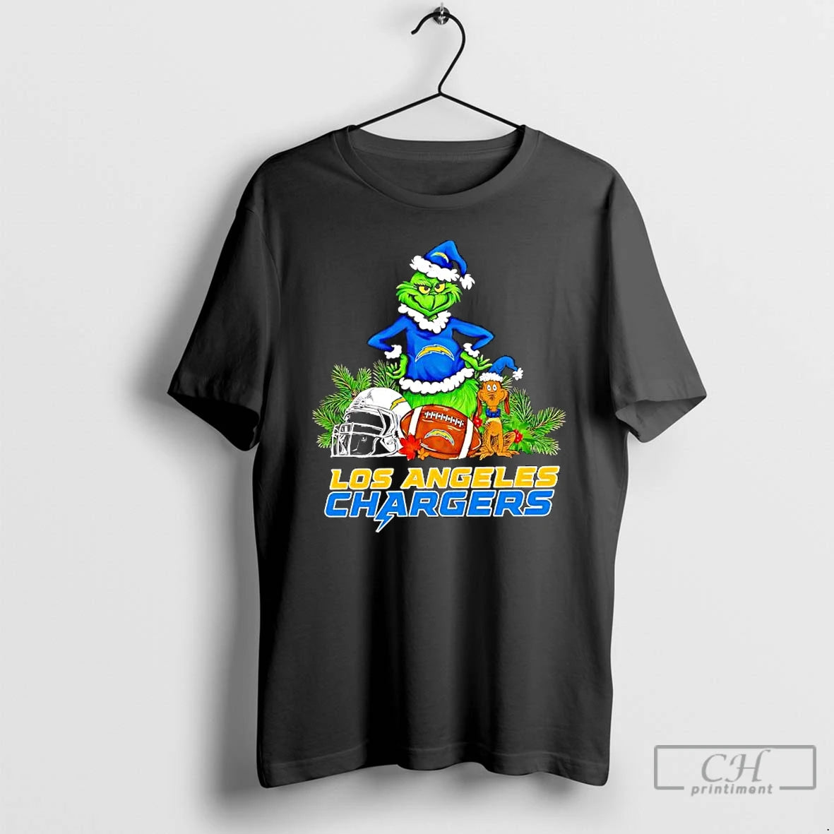 Premium The Grinch And Max Los Angeles Chargers Christmas Helmet Items T-Shirts, Hoodie, Sweatshirt | ZylaModa.com