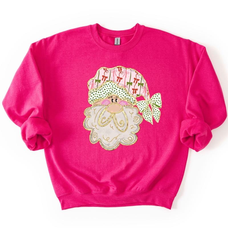 Preppy Santa Sweatshirt, Coquette Santa Christmas Sweatshirt T-Shirts, Hoodie | ZylaModa.com