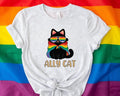 Pride Ally Cat T Shirt Hoodie Sweater Retro Rainbow Colors Cat Ally Shirt Cat Pride Shirt Funny Pride Shirt LGBTq Shirt...
