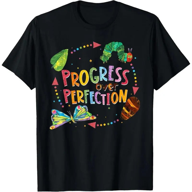 Progress Over Perfection Caterpillar Back To School Teacher T-Shirt Hoodie, Sweatshirt | ZylaModa.com