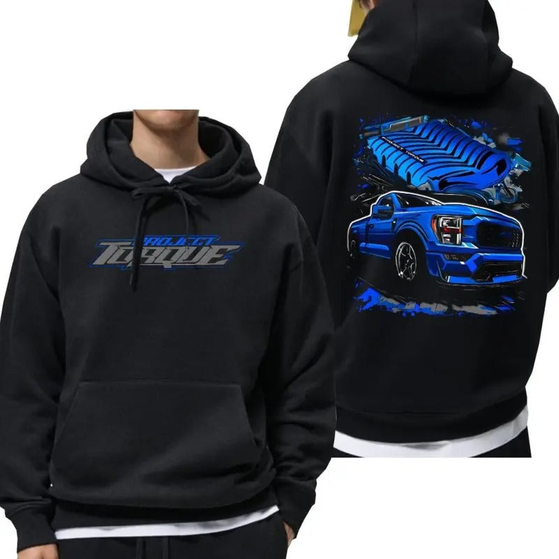 Project Torque Supercharged Coyote Hoodie, Graphic Car Shirt, Stylish Car Merch for Automotive Enthusiasts Sweatshirt